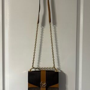 Michael Kors Brown and Gold Crossbody Bag
